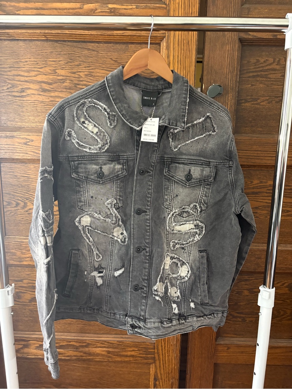 Smoke Rise Distressed Black Washed Denim Jacket & Pant Set